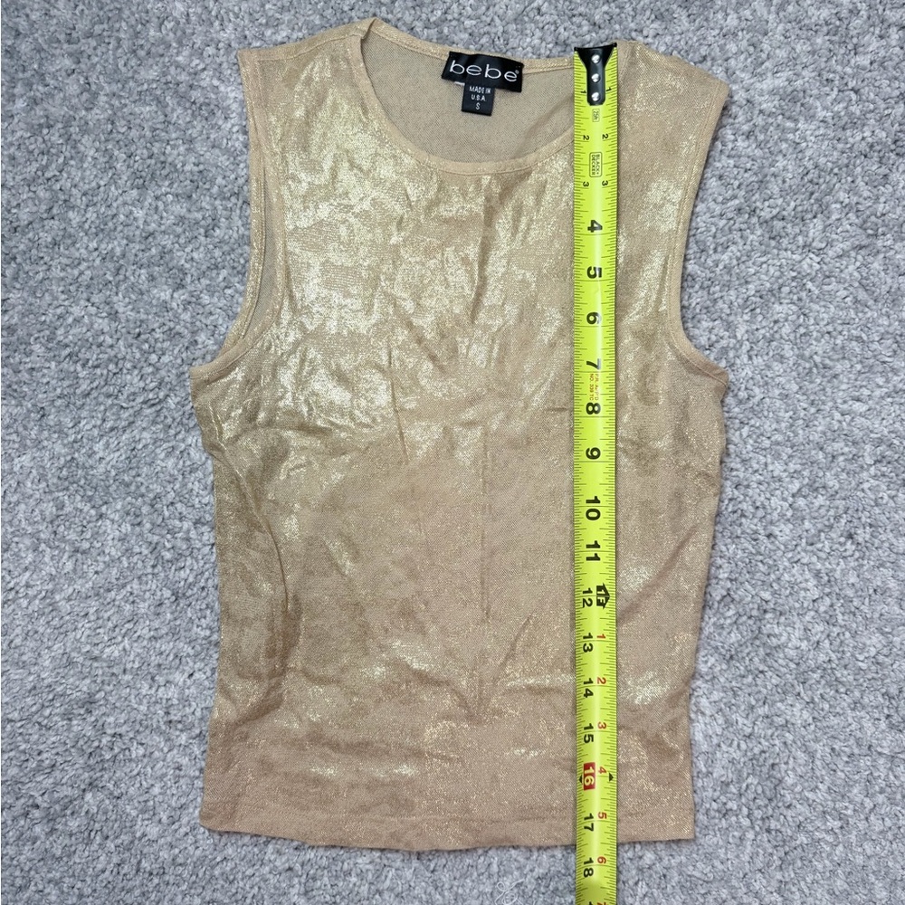 Vintage Bebe Gold Shimmer Sleeveless Top Y2K Made In USA - Picture 6 of 6